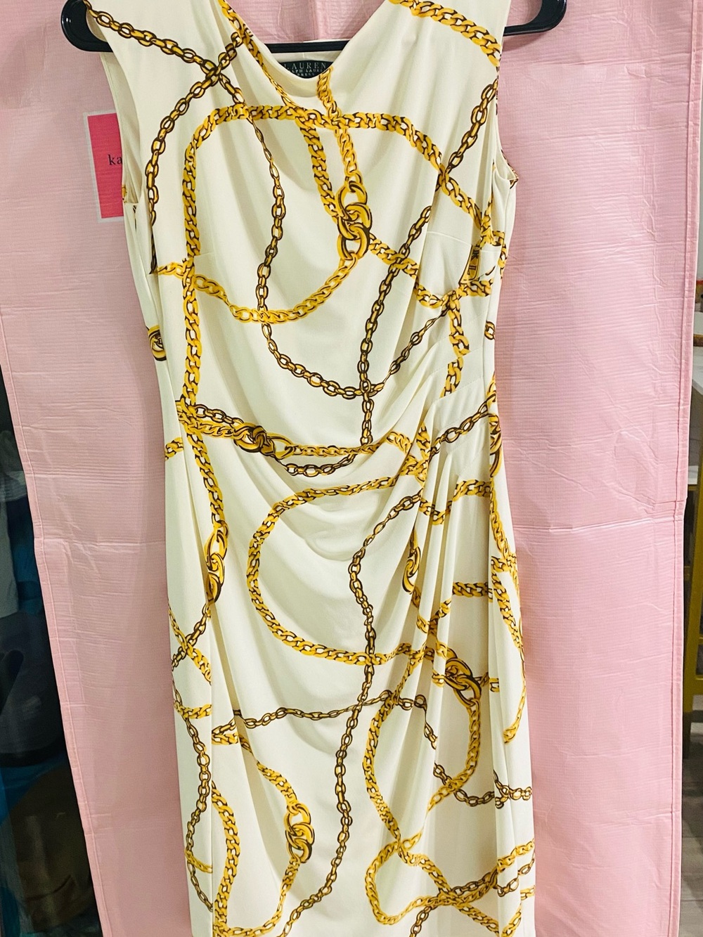 Lauren Ralph Lauren Ivory Dress with Gold Chain Print